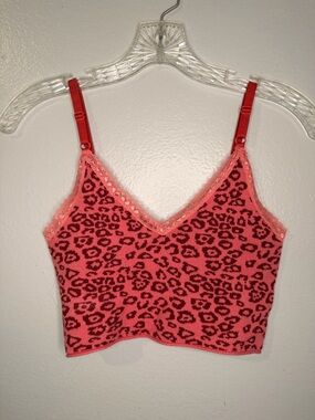 SHEIN Pink and Red Leopard Print Crop Tank